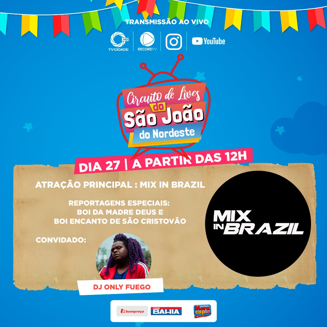 São João: Mix in Brazil anima live da TV Cidade no sábado (27)