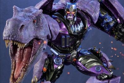 robô com cabeça de dinossauro no braço