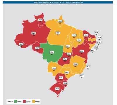 Covid-19: Fiocruz destaca aumento de óbitos e alta ocupação de leitos 