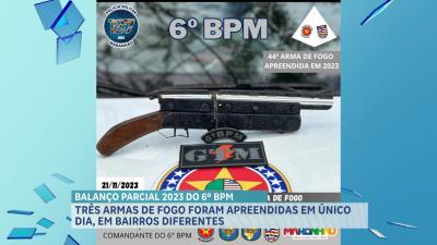  Policiais do 6º BPM já apreenderam mais de 45 armas de fogo em São Luís, em 2023